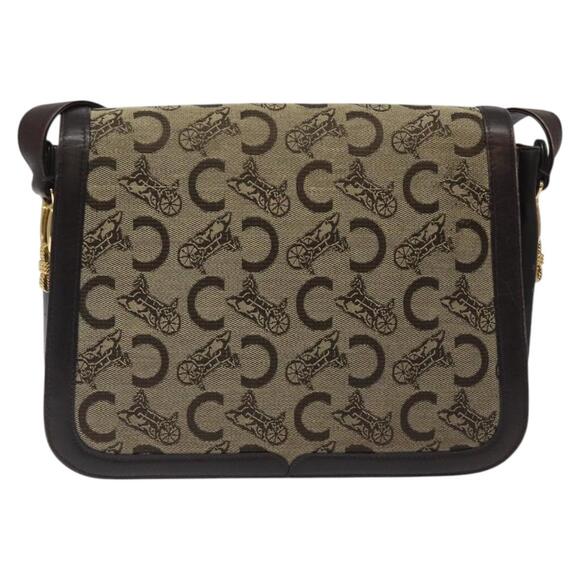 CELINE C Sulky Shoulder Bag Canvas Brown Gold - Picture 3 of 13